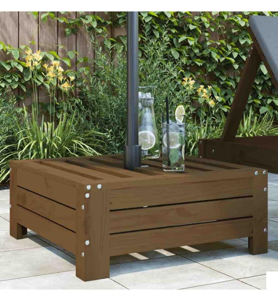 Couvercle de base de parasol marron miel bois massif de pin