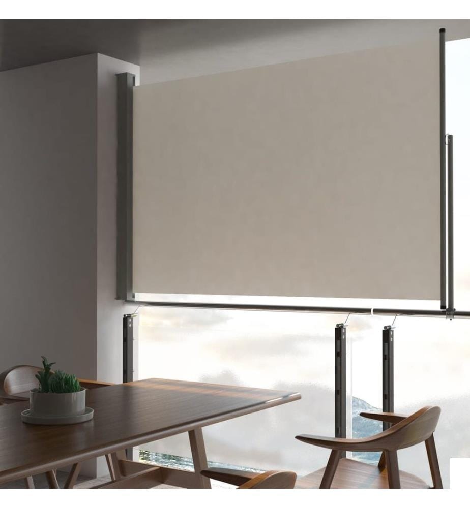 Auvent latéral rétractable de patio 160 x 300 cm Blanc cassé