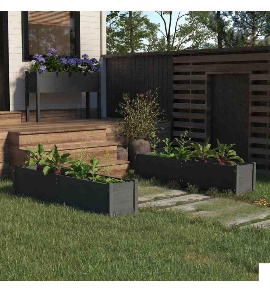 Lits surélevés de jardin 2 pcs Gris 150x31x31 cm Bois de sapin