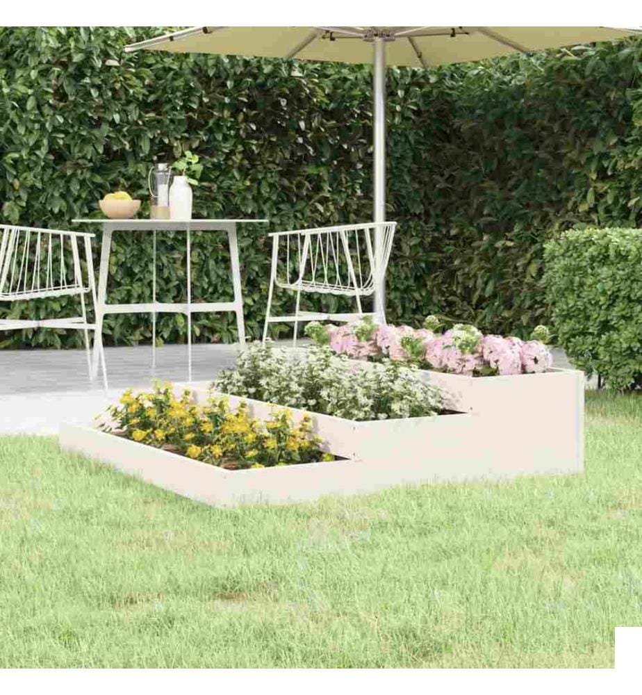 Jardinière Blanc 107x107x27 cm Bois massif de pin