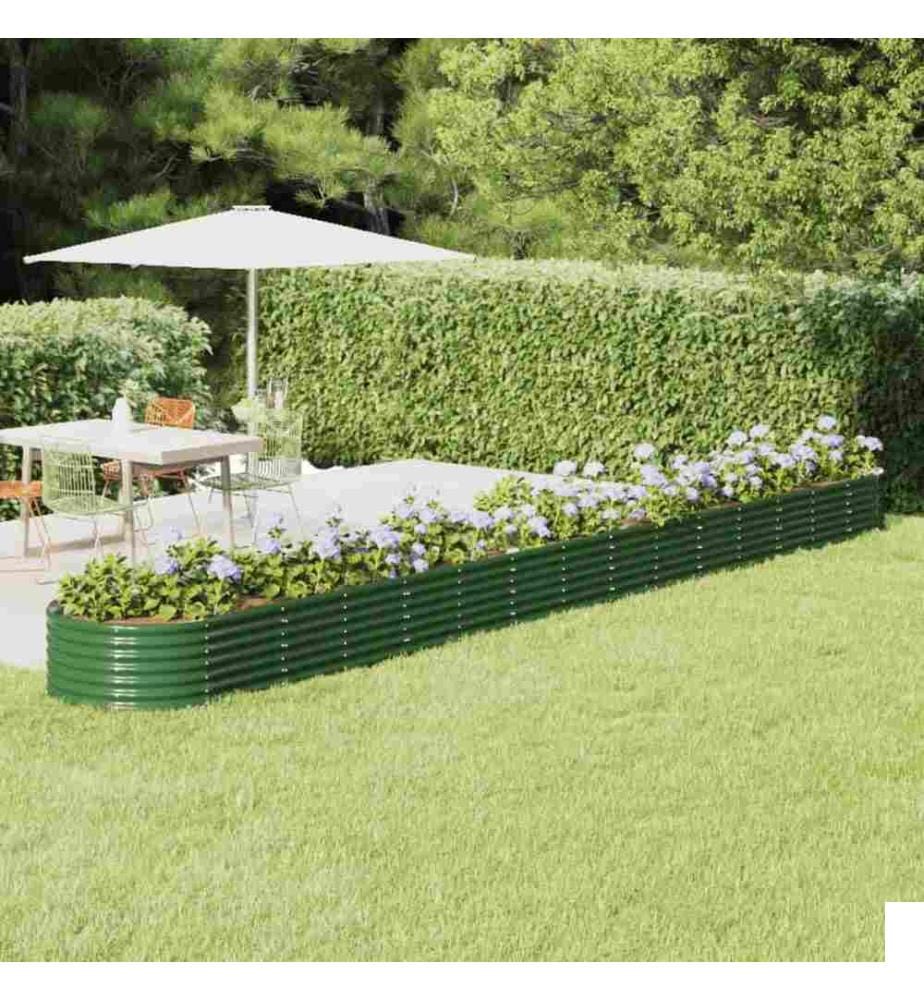 Lit surélevé de jardin Acier enduit de poudre 620x80x36 cm Vert