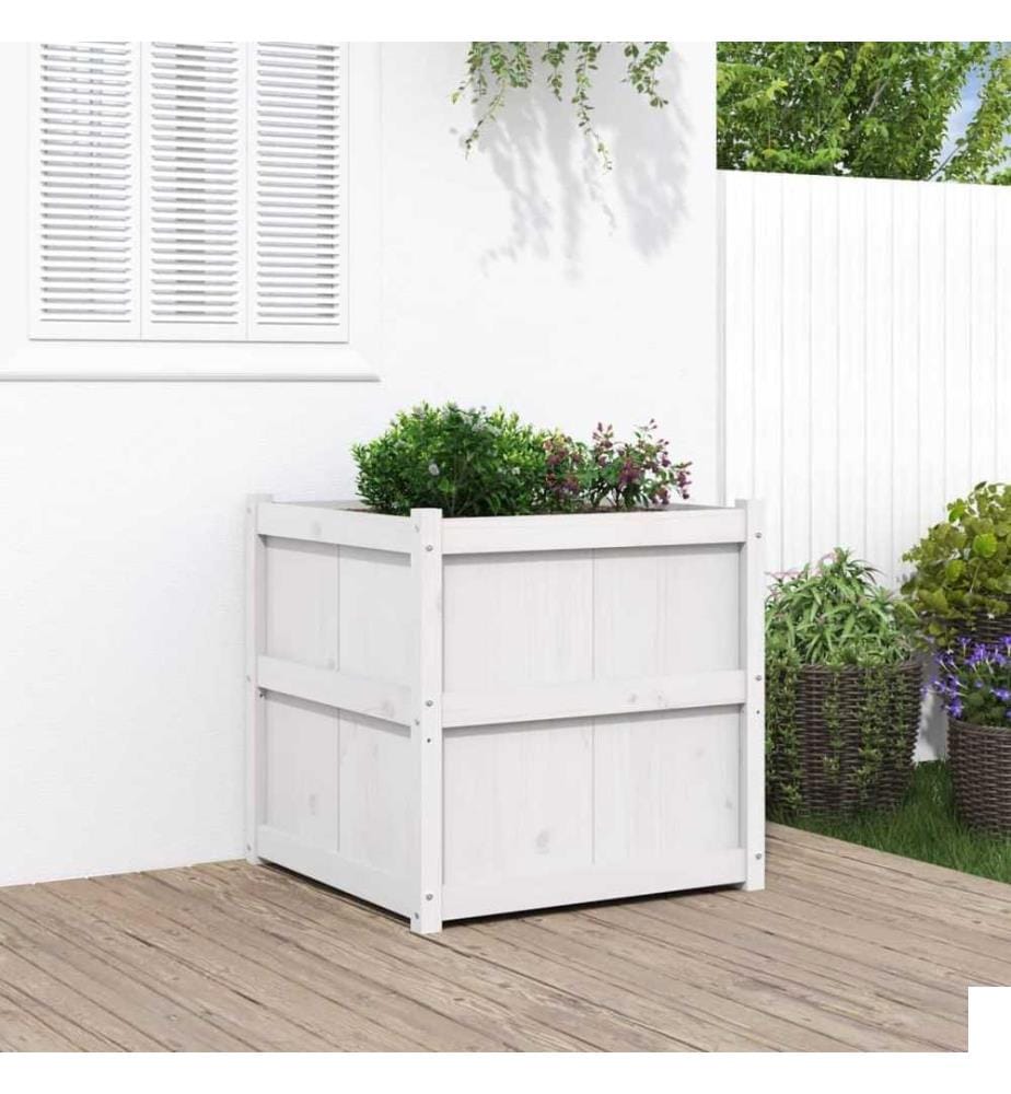 Jardinière blanc 70x70x70 cm bois de pin massif
