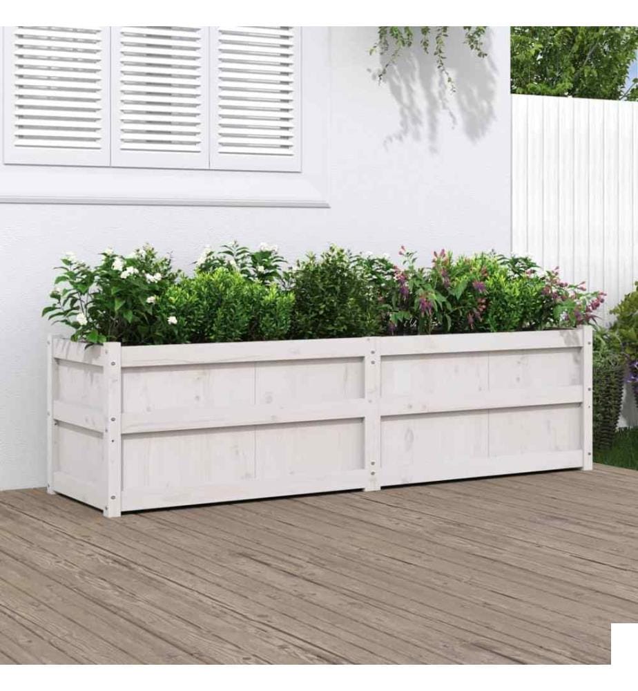 Jardinière blanc 180x50x50 cm bois de pin massif