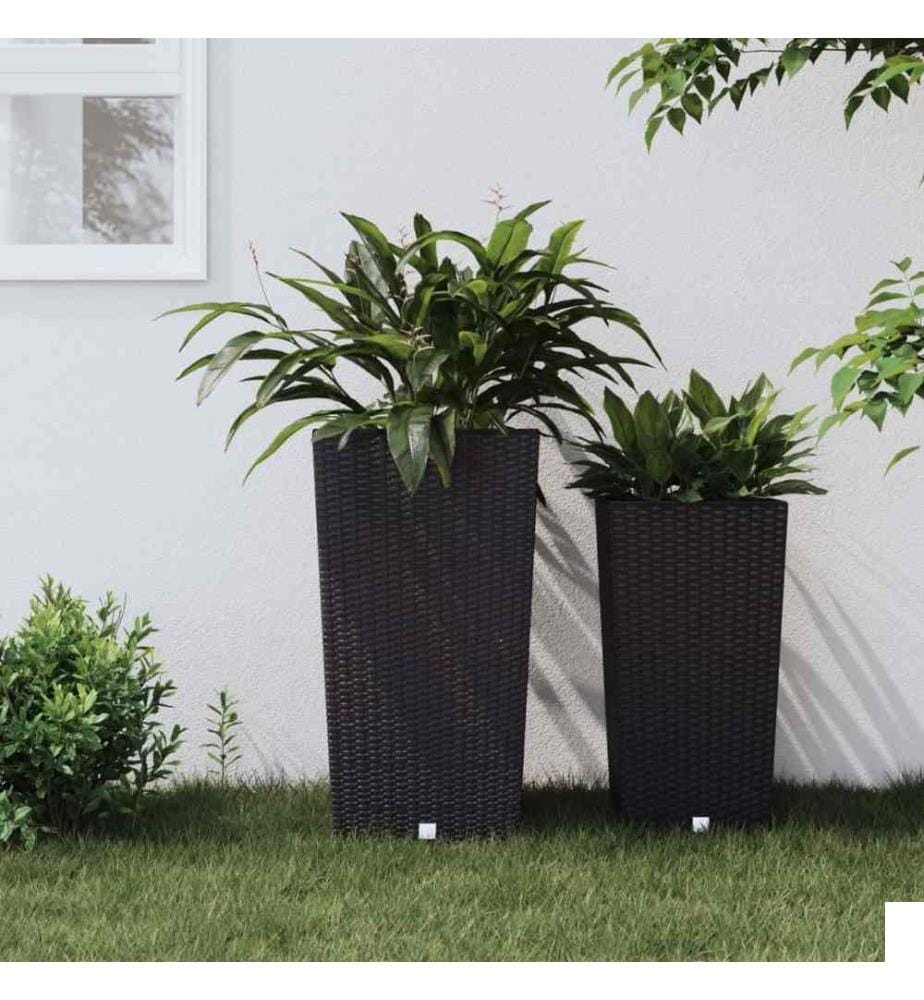 Jardinière et intérieur amovible anthracite 21 /49 L rotin PP
