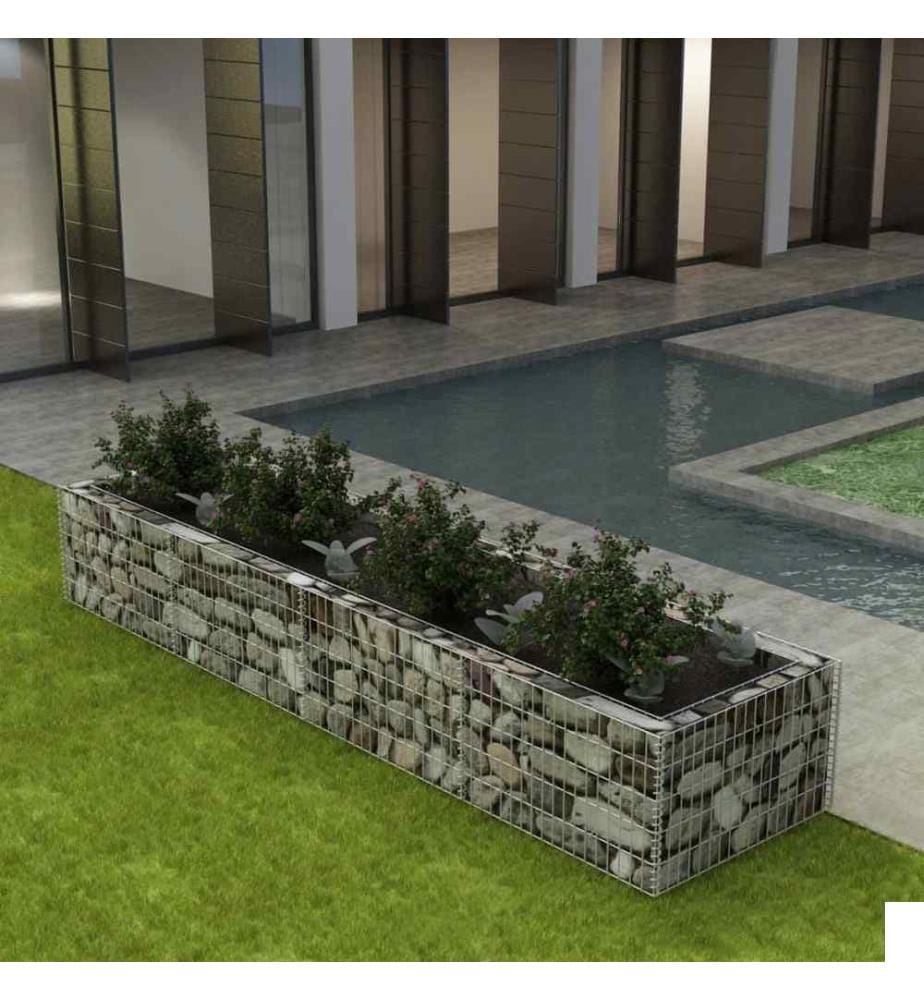 Lit surélevé à gabion Acier 360x90x50 cm