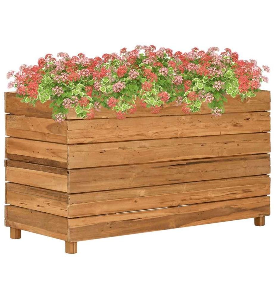 Lit surélevé 100x40x55 cm bois de teck recyclé et acier