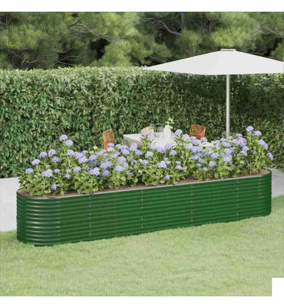 Lit surélevé de jardin Acier enduit de poudre 368x80x68 cm Vert