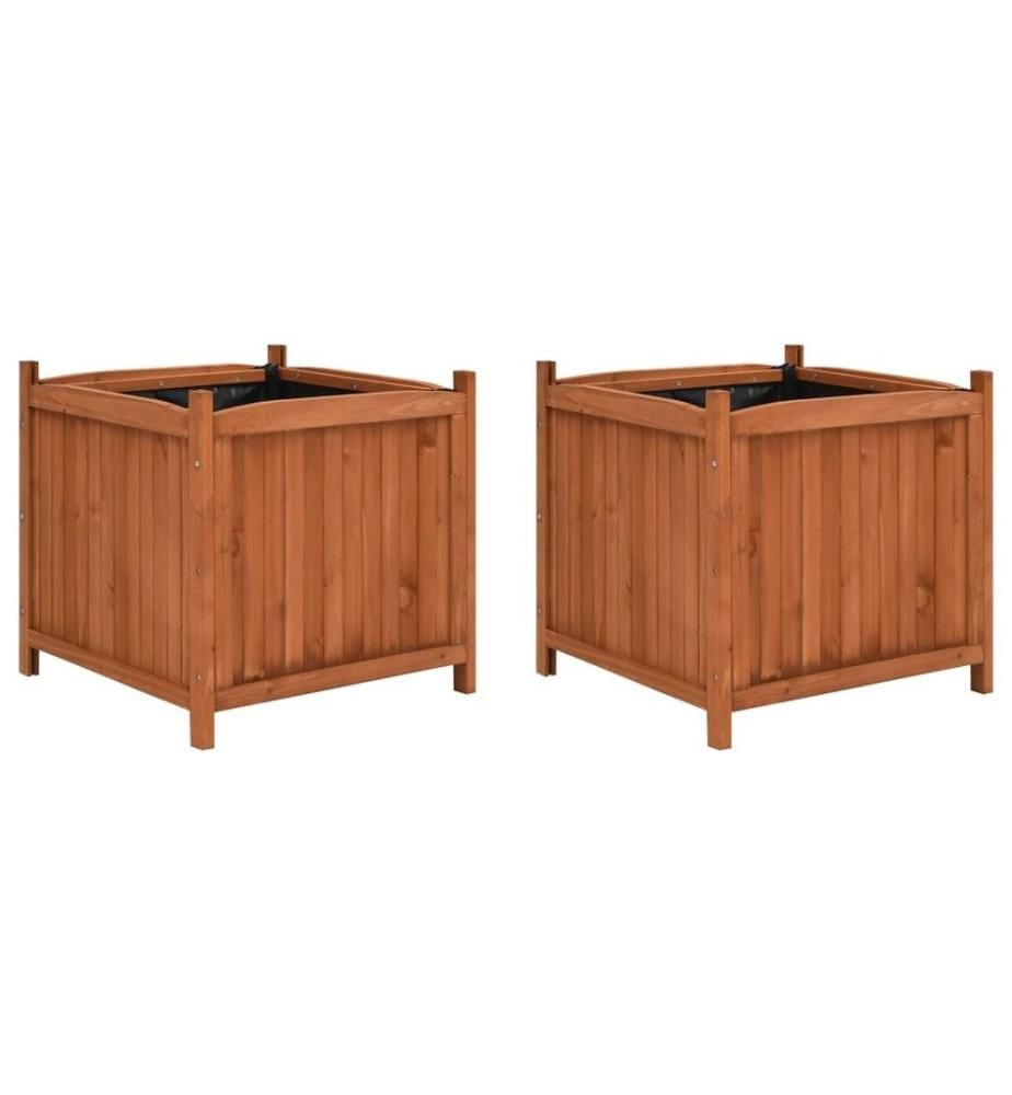 Jardinières surélevées 2 pcs 50x50x50 cm Bois de sapin