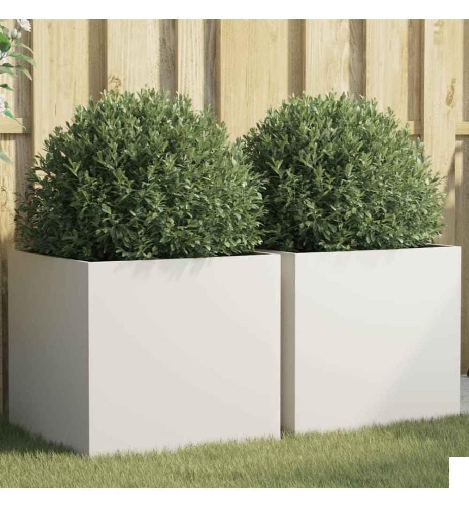 Jardinières 2 pcs blanc 49x47x46 cm acier laminé à froid