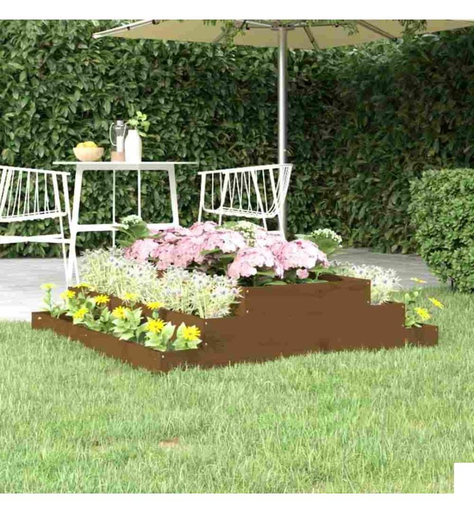 Jardinière Marron miel 110x110x27 cm Bois massif de pin
