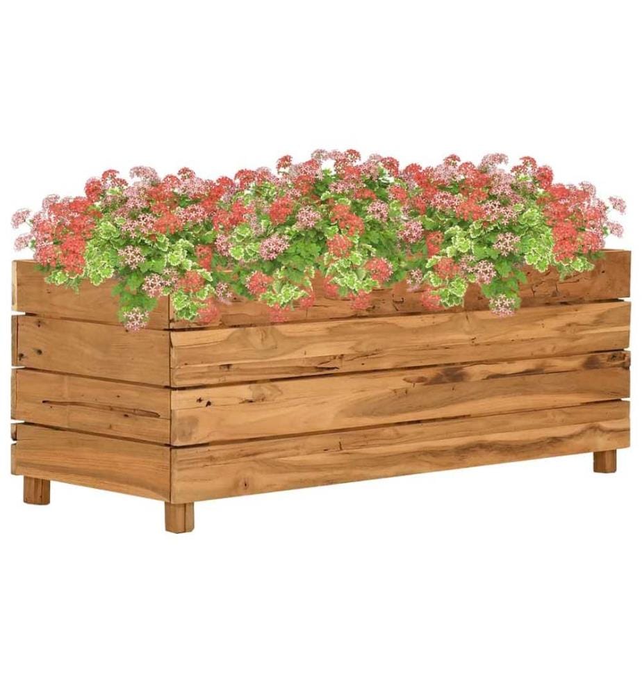 Lit surélevé 100x40x38 cm bois de teck recyclé et acier