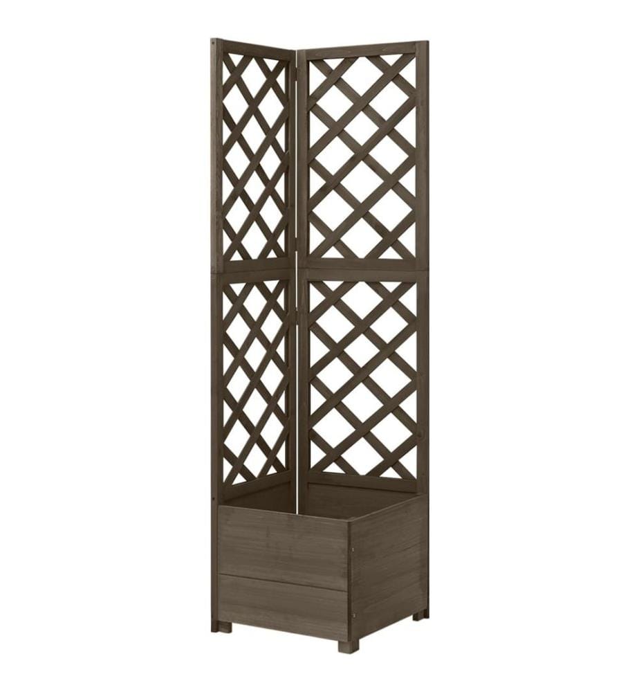Jardinière d'angle en treillis Gris 40x40x150 cm Bois de sapin