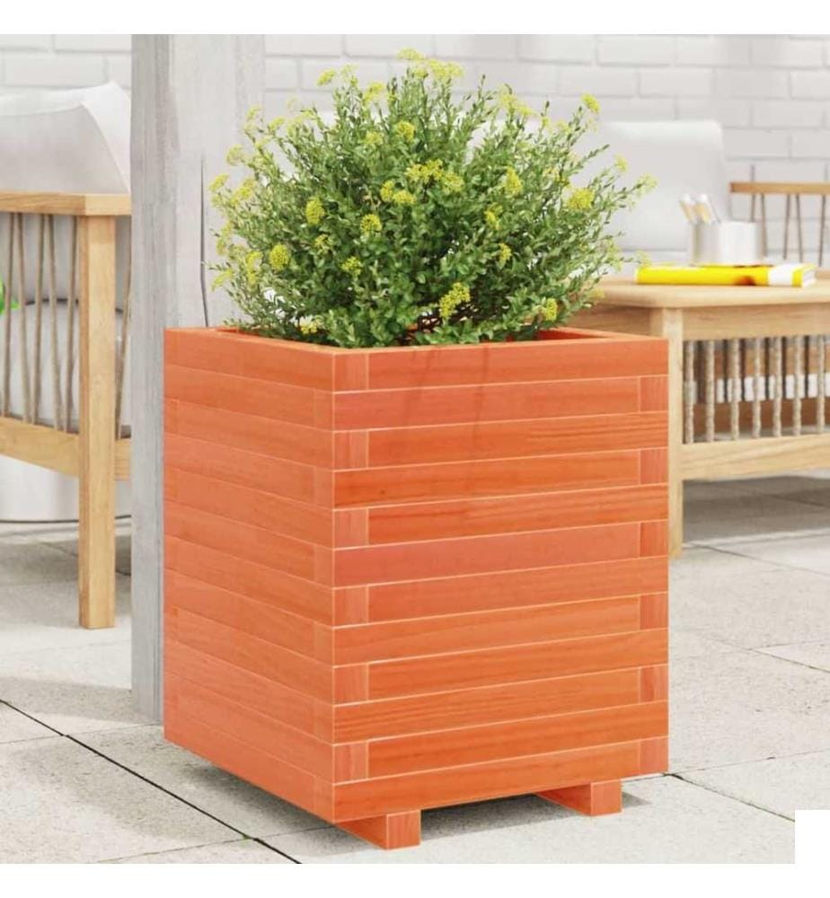Jardinière cire marron 40x40x49,5 cm bois de pin massif