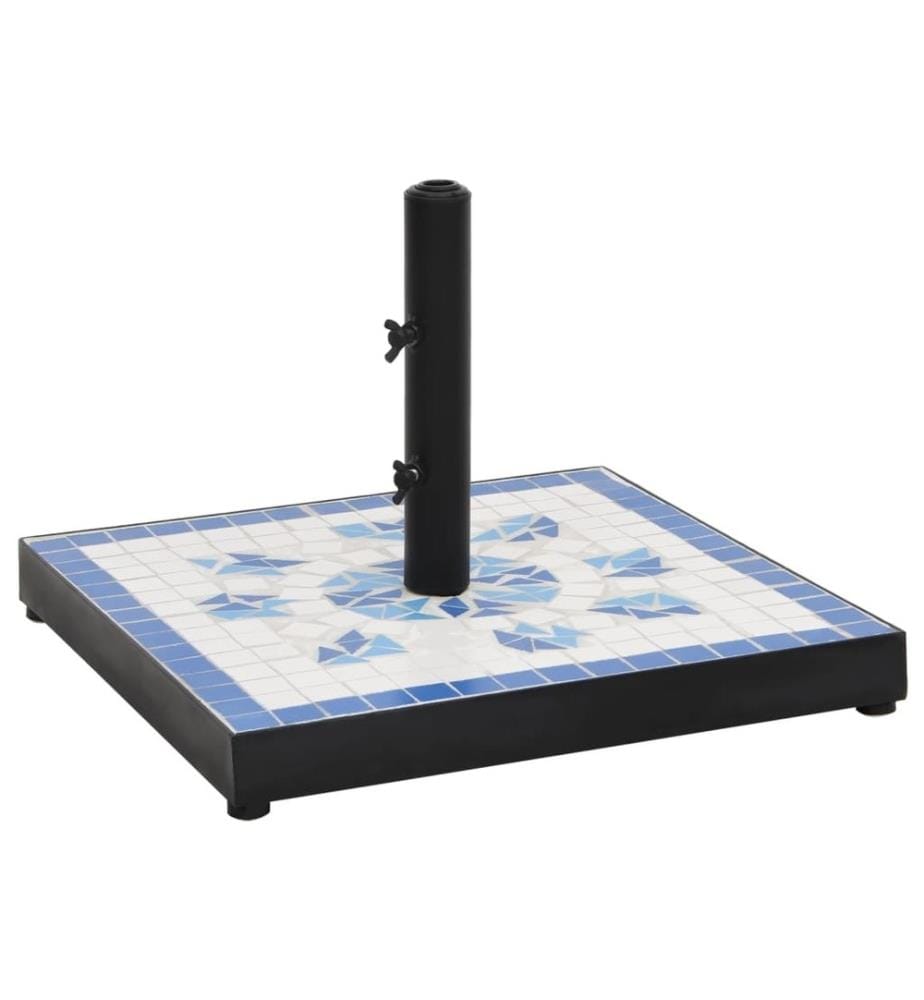 Base de parasol bleu et blanc carré 12 kg