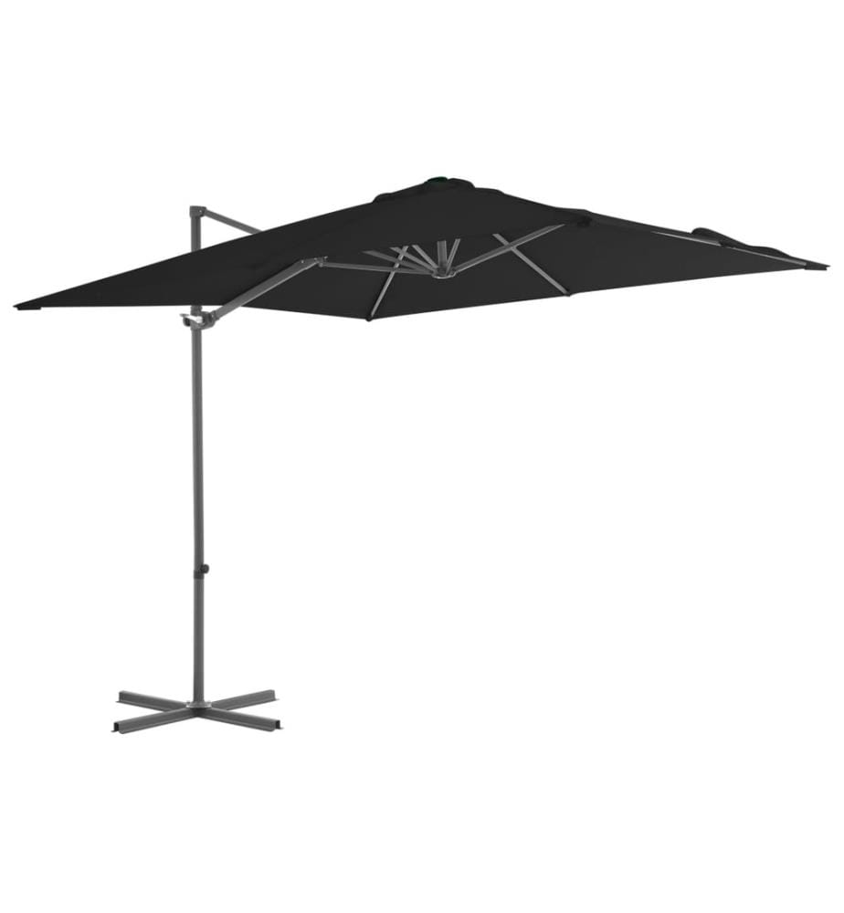Parasol déporté avec mât en acier Noir 250x250 cm