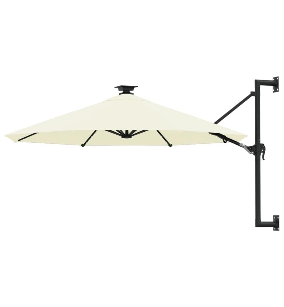 Parasol mural avec mât métallique et LED 300 cm Sable