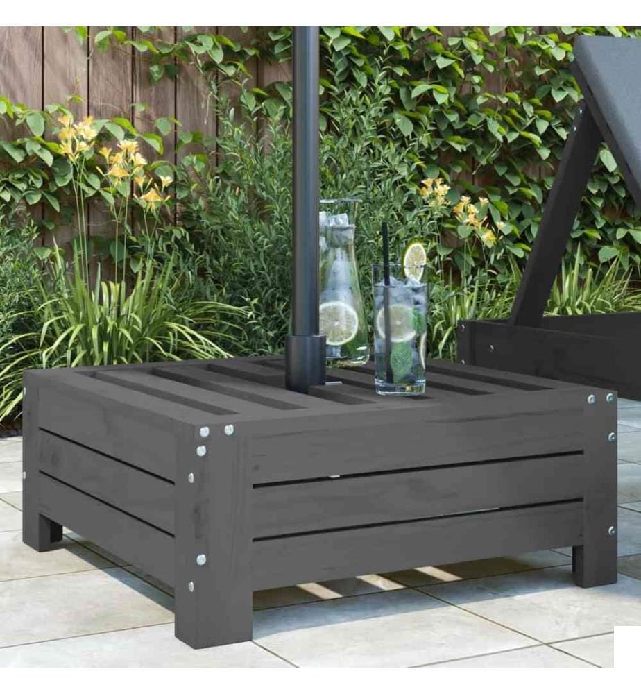 Couvercle de base de parasol gris bois massif de pin