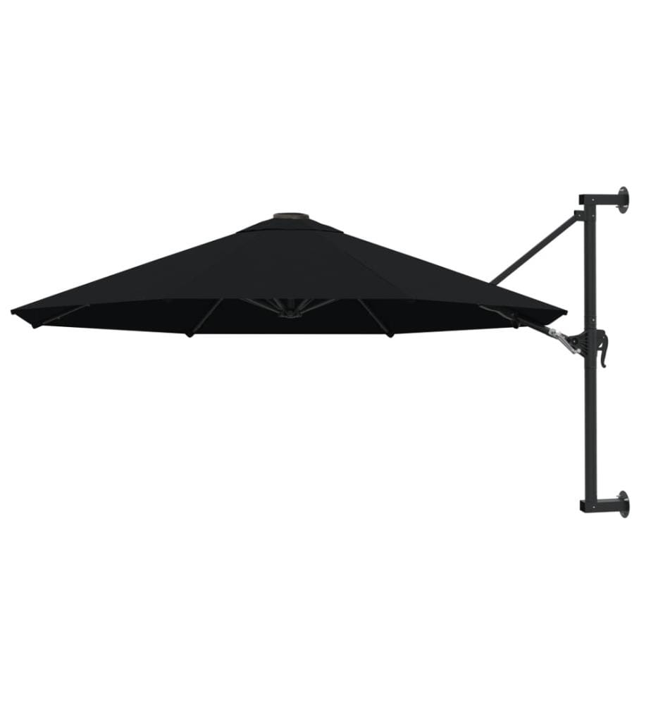 Parasol mural avec mât en métal 300 cm Noir
