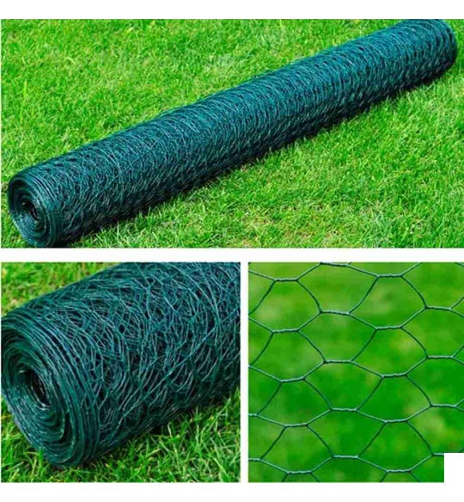 Clôture en treillis Acier galvanisé Hexagonal 1x25 m Vert foncé