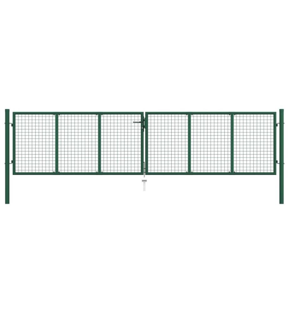 Portail en treillis de jardin Acier 400 x 100 cm Vert