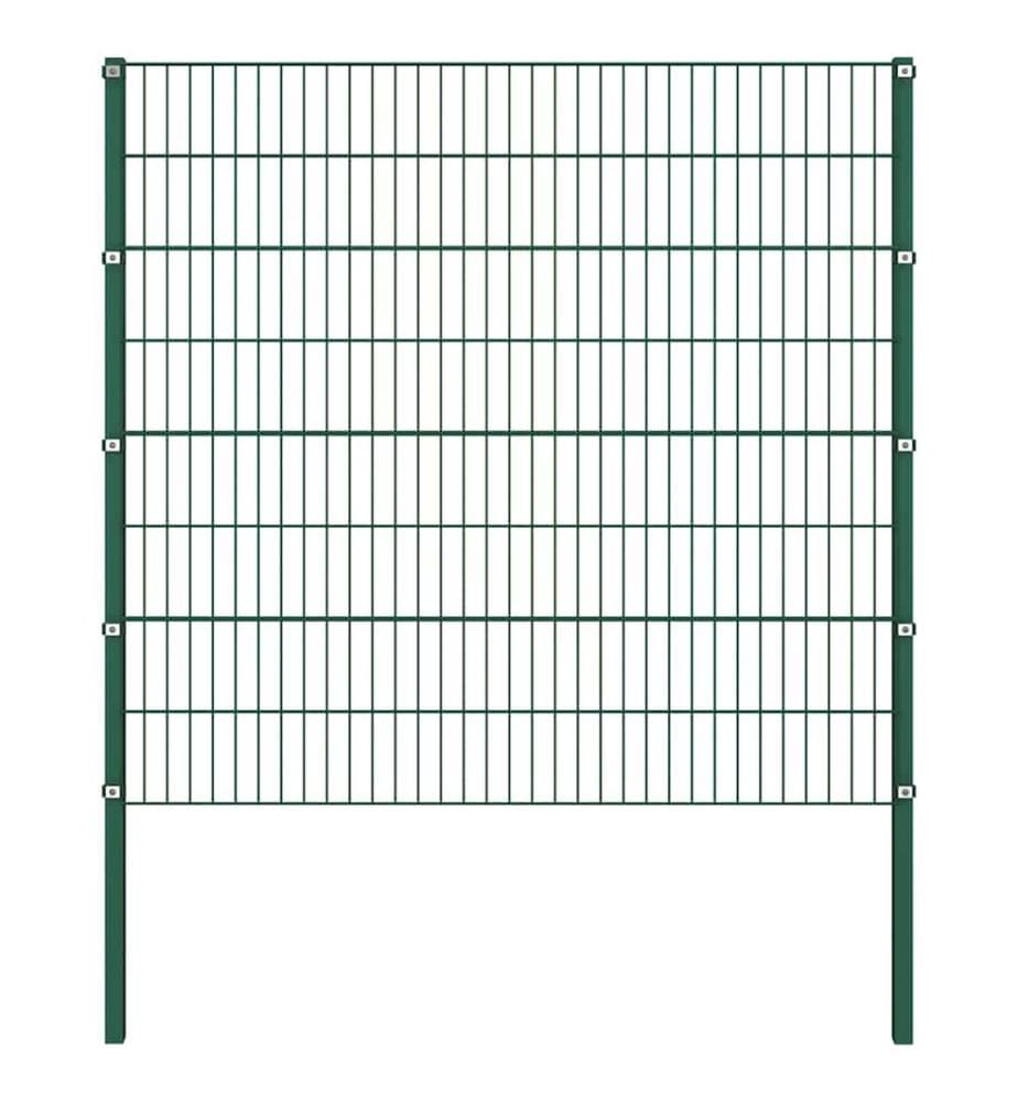 Panneau de clôture avec poteaux en fer 176,5 x 160 cm Vert