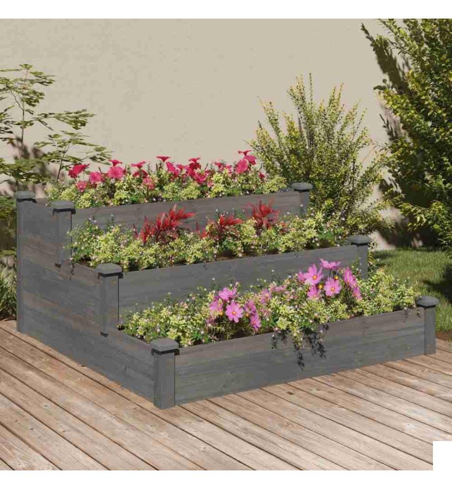 Lit surélevé de jardin gris 120x120x56 cm bois massif de sapin