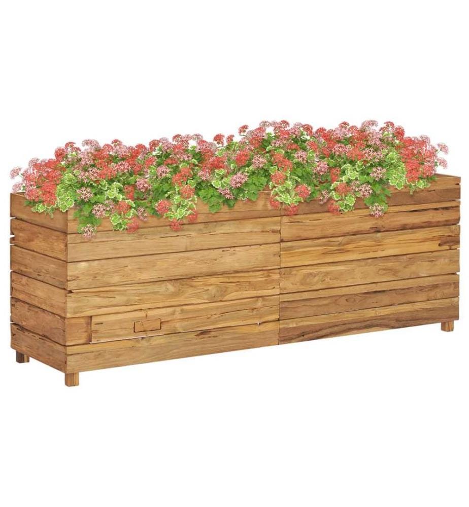 Lit surélevé 150x40x55 cm bois de teck recyclé et acier