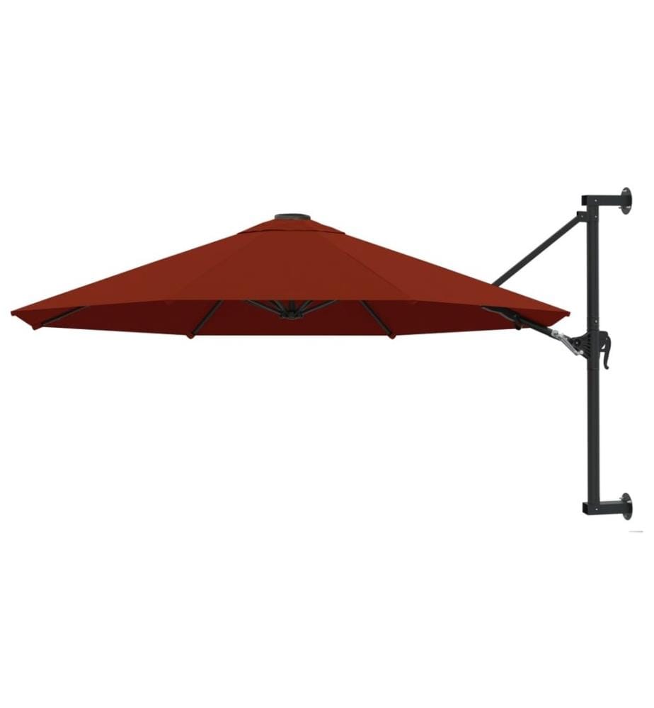 Parasol mural avec mât en métal 300 cm Terre cuite