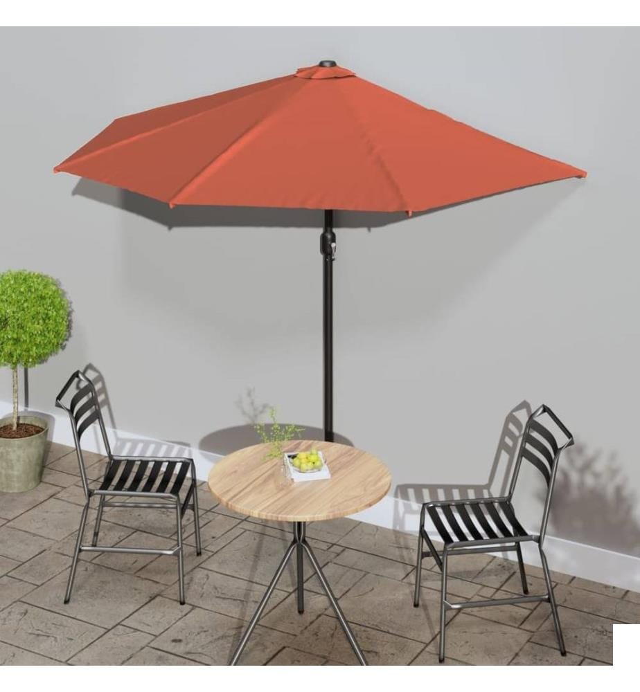 Parasol de balcon et mât en aluminium Terre cuite 270x144x222cm