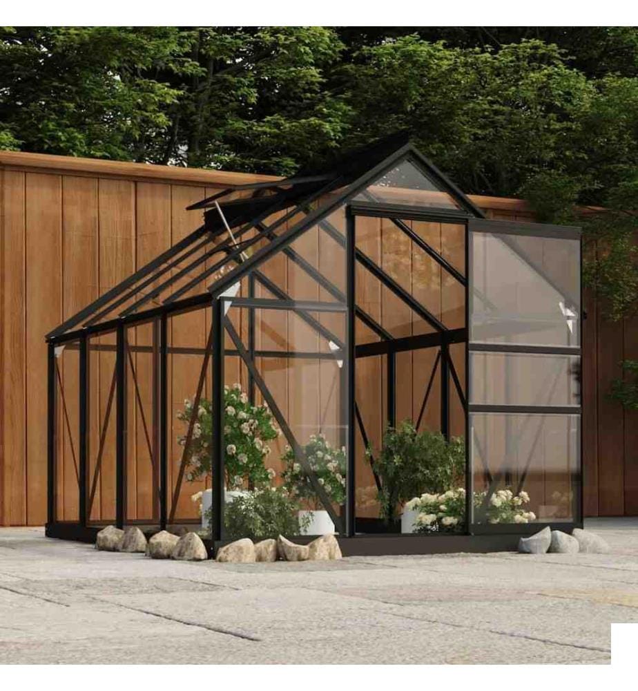 Serre en verre Anthracite 155x200,5x191 cm Aluminium
