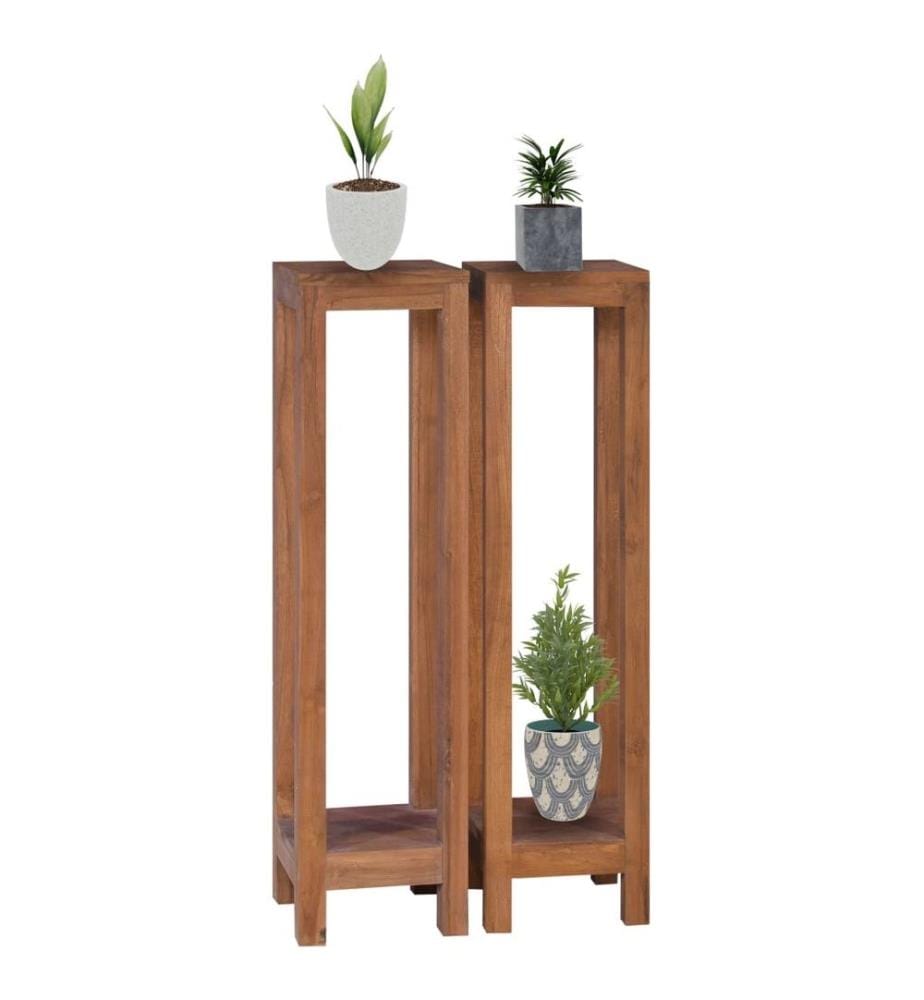Supports pour plantes 2 pcs 25x25x100 cm Bois de teck solide