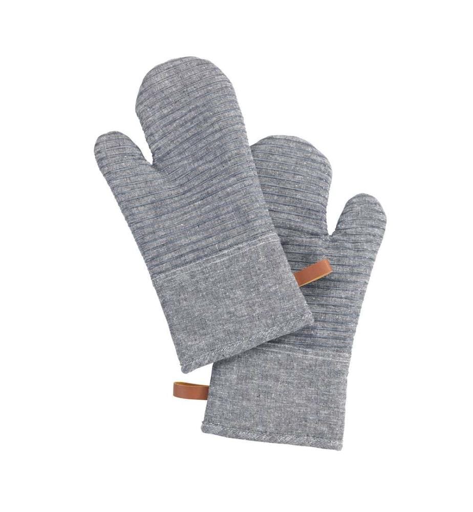 Gants de four Stripes Gris, lot de 2, Bande de silicone pour une prise en main sûre