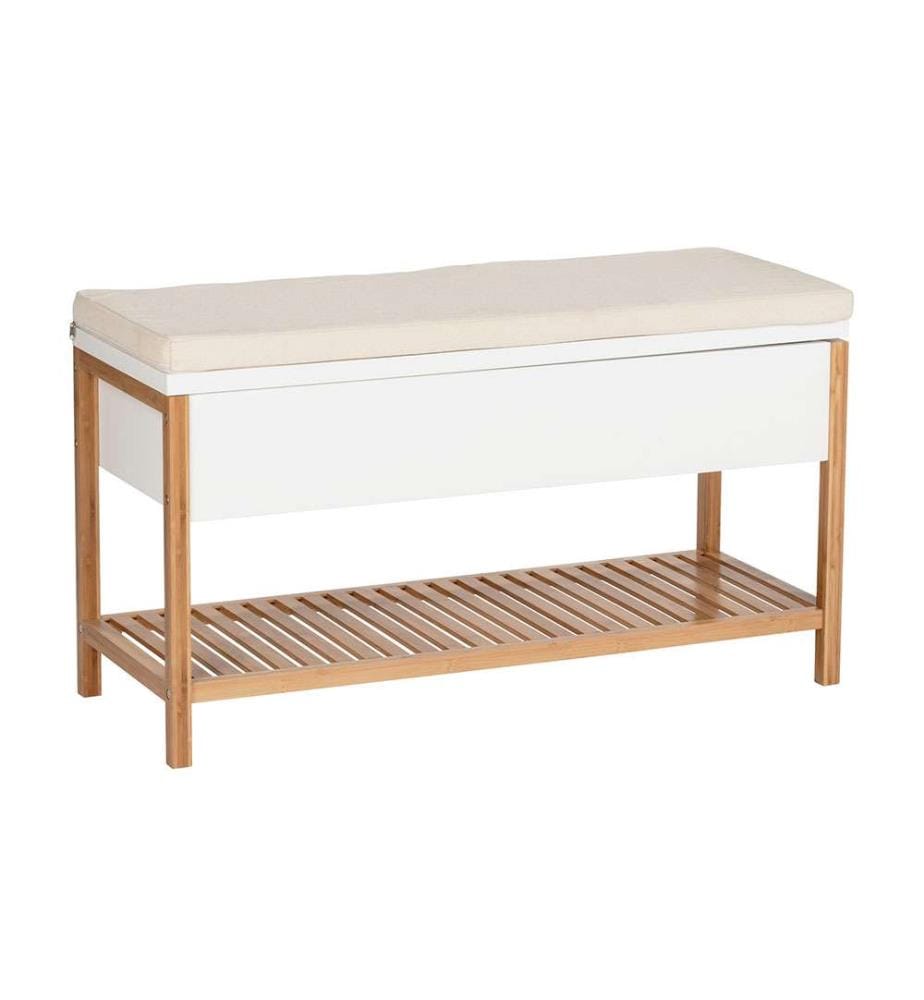 Banc de rangement Finja, Banc d'entrée avec rangement chaussures et banquette