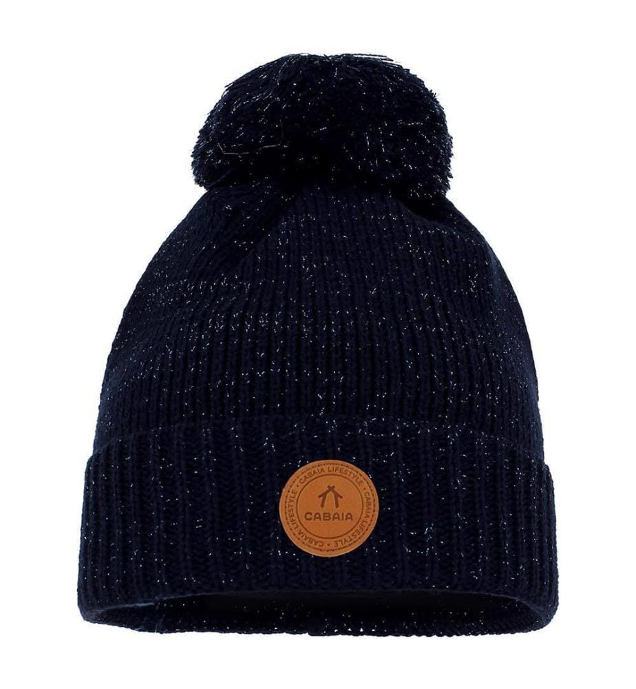 Bonnet avec 3 Pompons Irish Coffee - Bleu Lurex