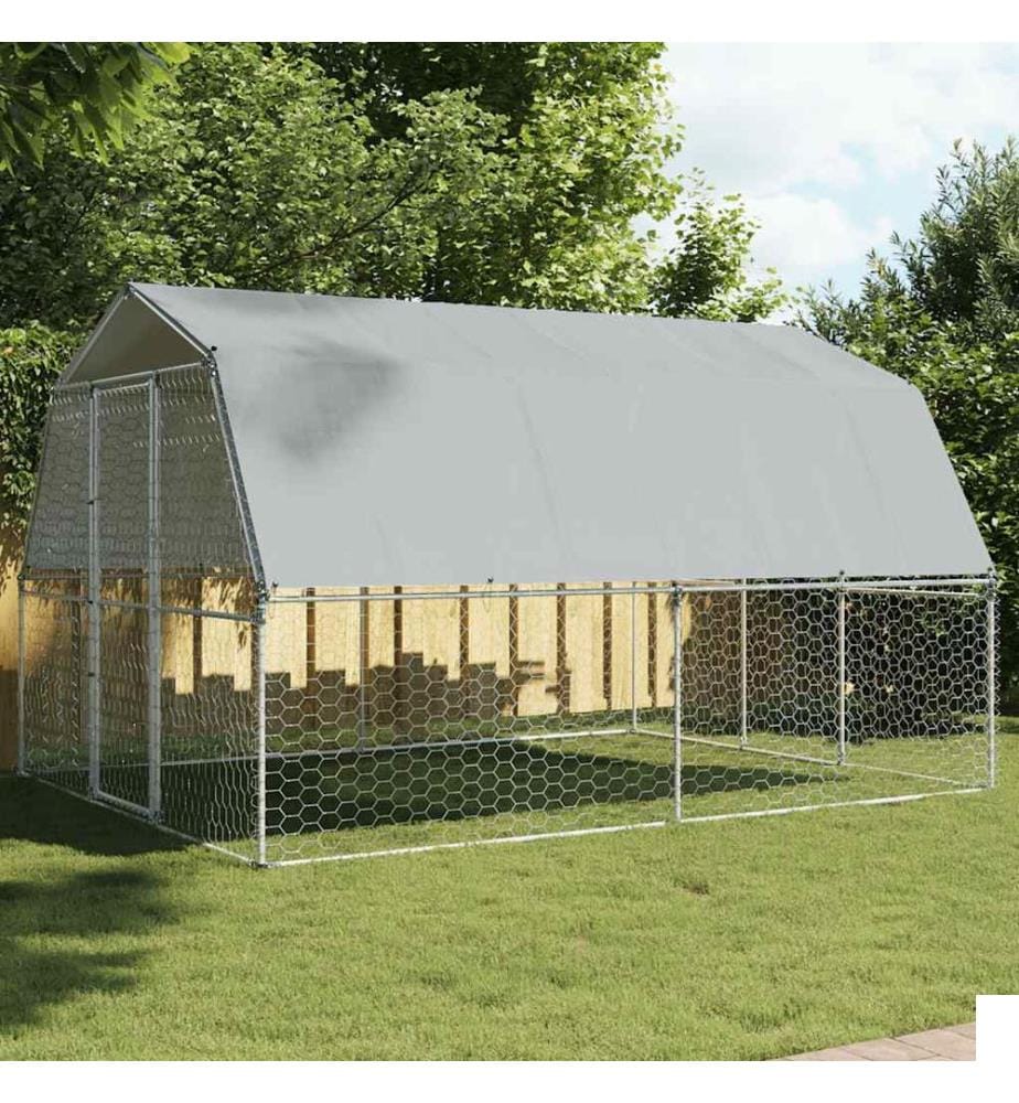 Cage pour chiens avec toit et porte argenté acier galvanisé