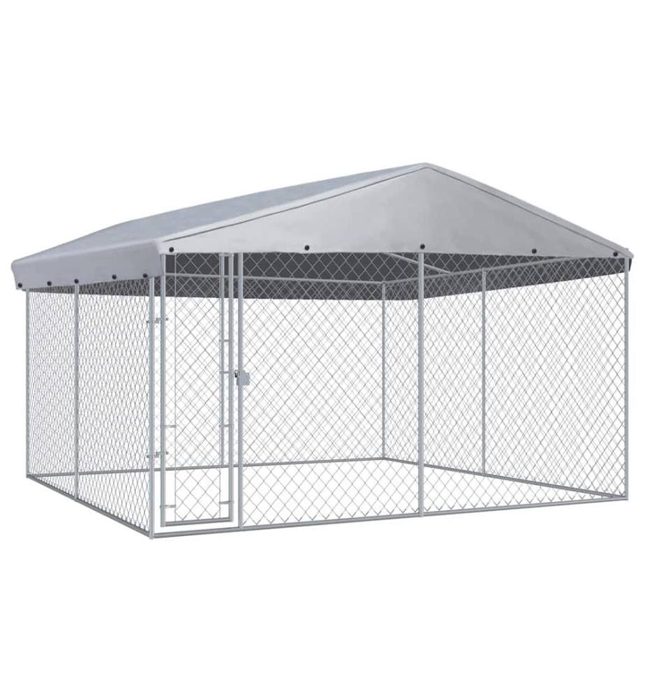 Chenil extérieur avec toit pour chiens 382x382x225 cm