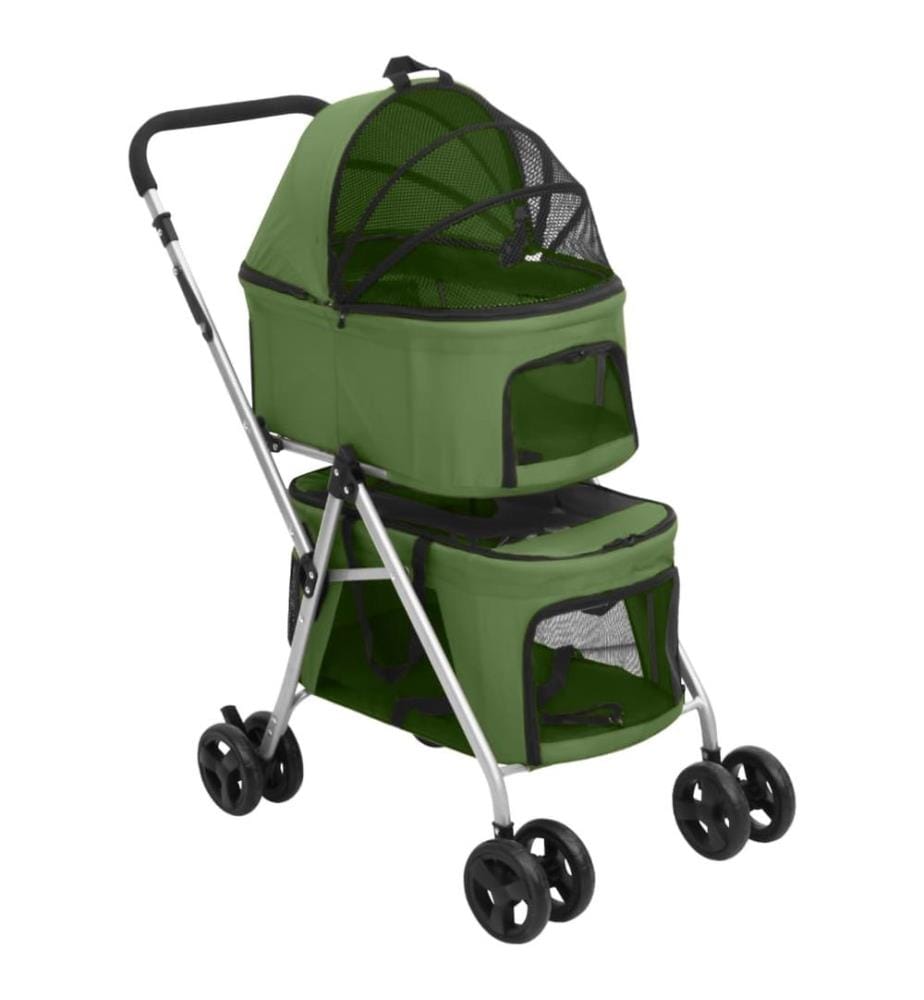 Poussette pour chien pliante à 2 niveaux Vert 83x48x97 cm