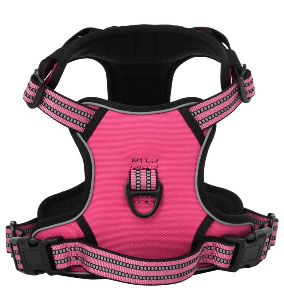 Harnais pour chien avec bandes réfléchissantes réglables rose L