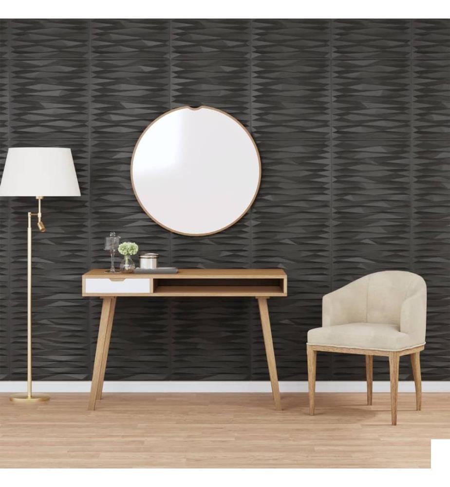 Panneaux muraux 48 pcs noir 50x50 cm XPS 12 m² pierre