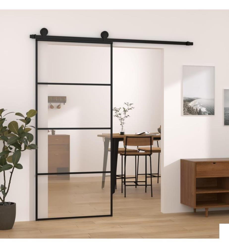 Porte coulissante avec kit de quincaillerie 90x205 cm Verre ESG