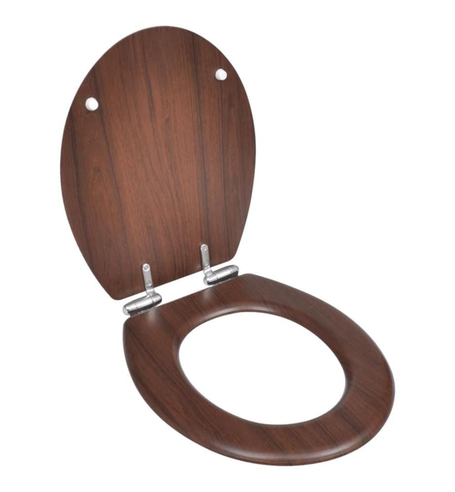 Siège de toilette MDF Couvercle à fermeture en douceur Marron