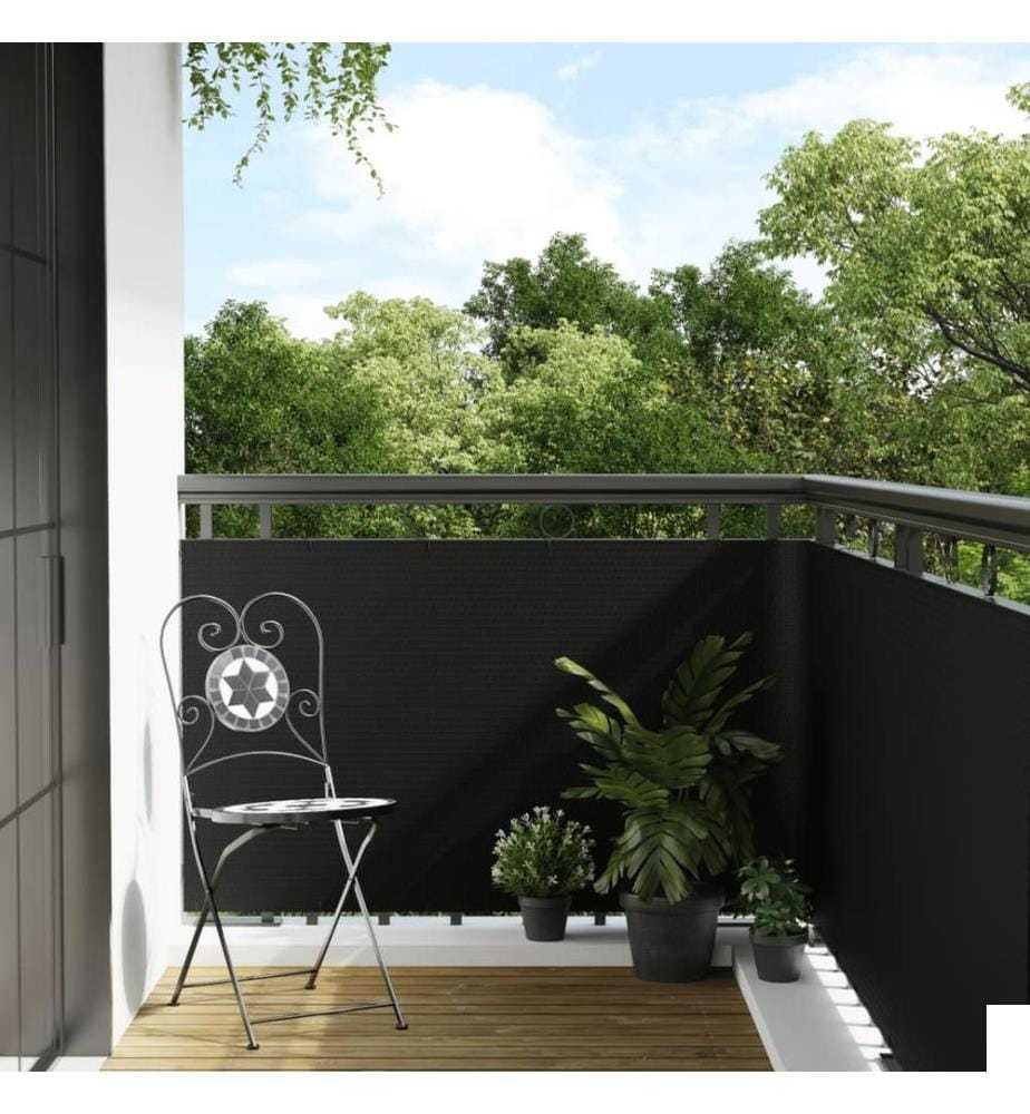 Paravent de balcon noir 1000x80 cm résine tressée