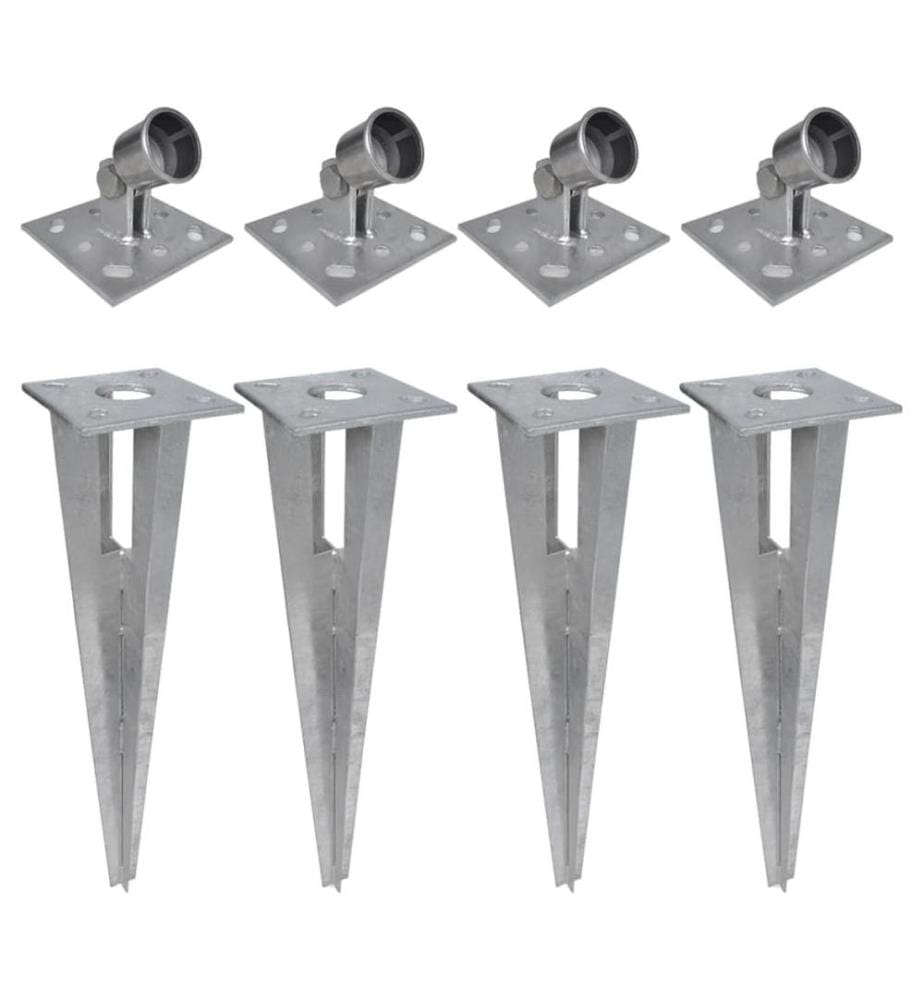 Piquets de poteau d'appui 4 pcs Acier