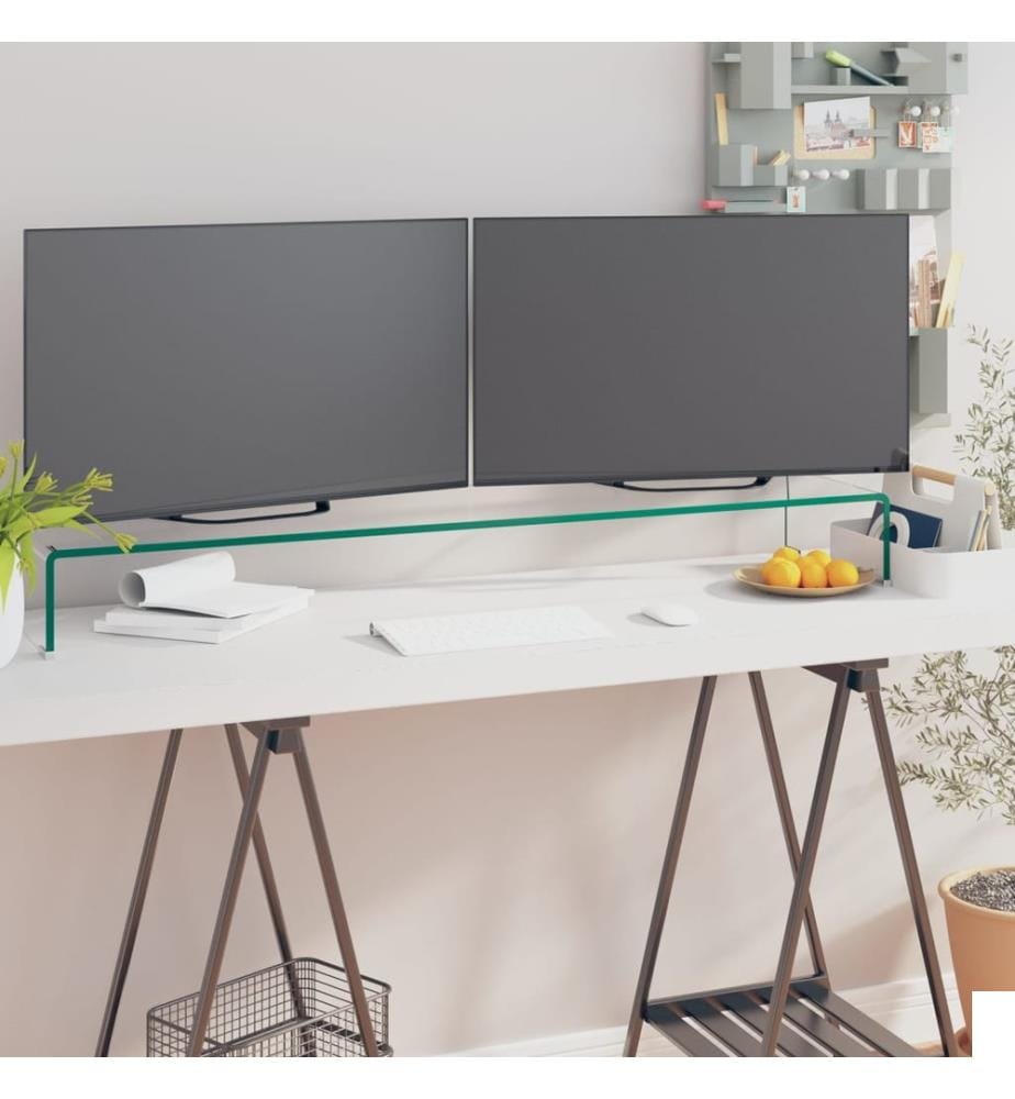 Meuble TV/pour moniteur 120x30x13 cm verre transparent