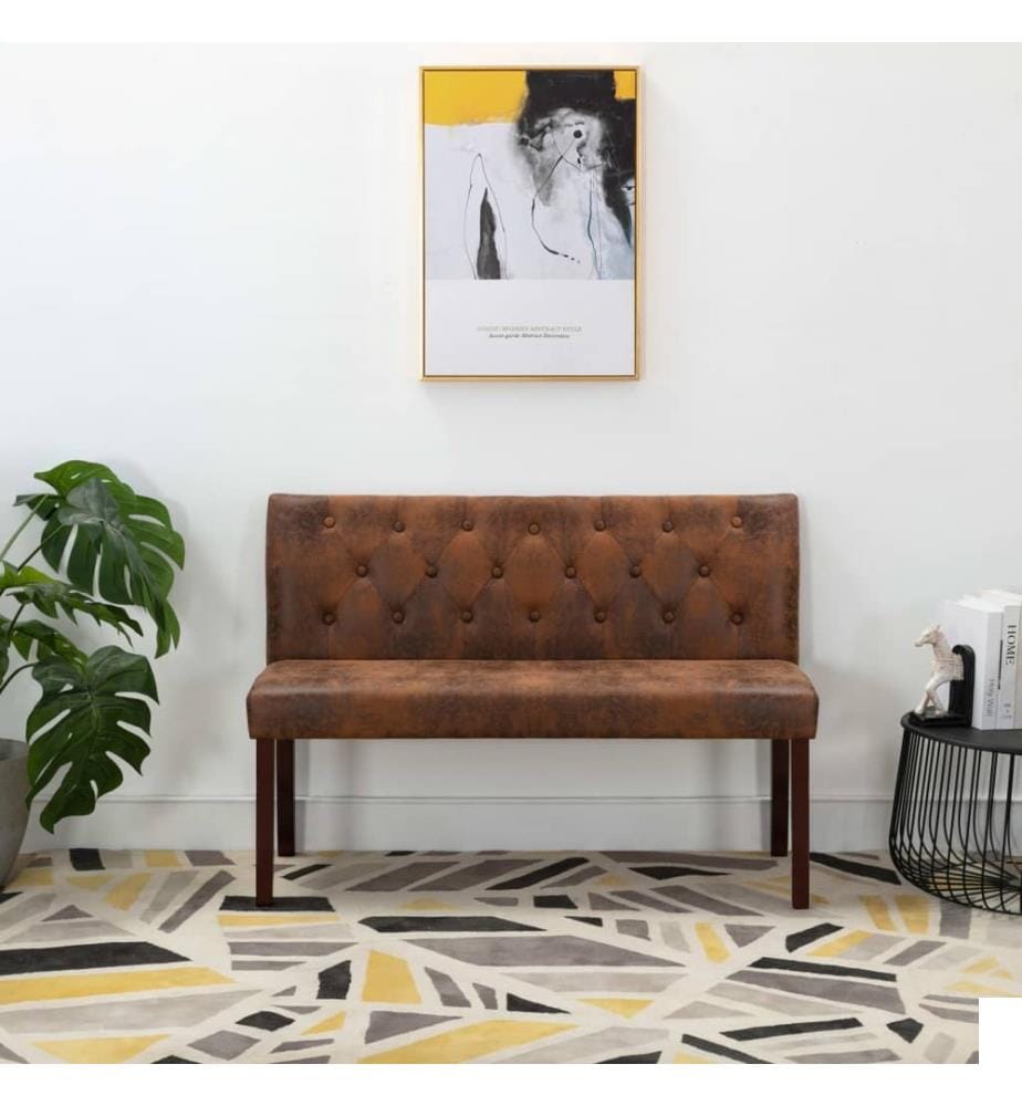 Banc 120 cm Marron Similicuir daim