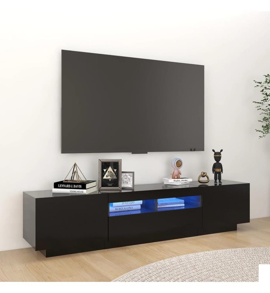 Meuble TV avec lumières LED Noir 180x35x40 cm