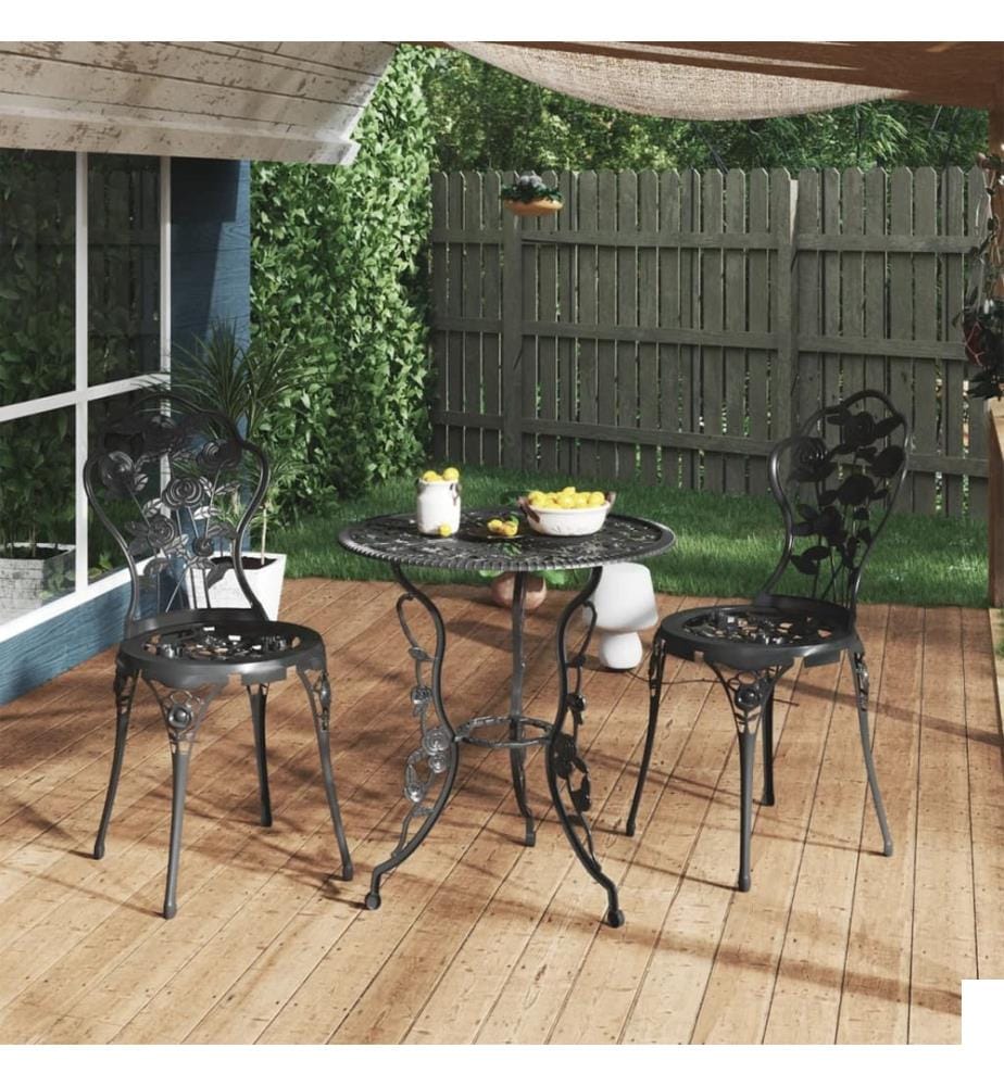 Chaises de bistro lot de 2 Aluminium coulé Noir