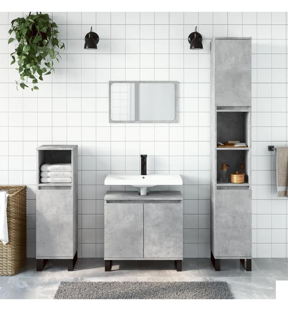 Ensemble d'armoires de salle de bain 3 pcs gris béton