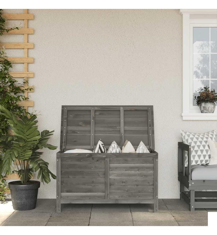 Boîte de rangement de jardin anthracite bois massif de sapin