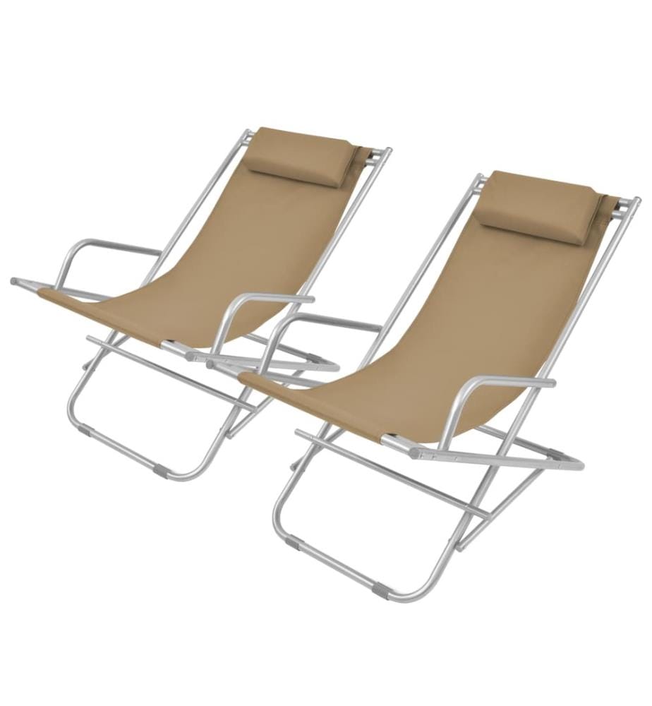 Chaises inclinables de terrasse lot de2 Acier Taupe